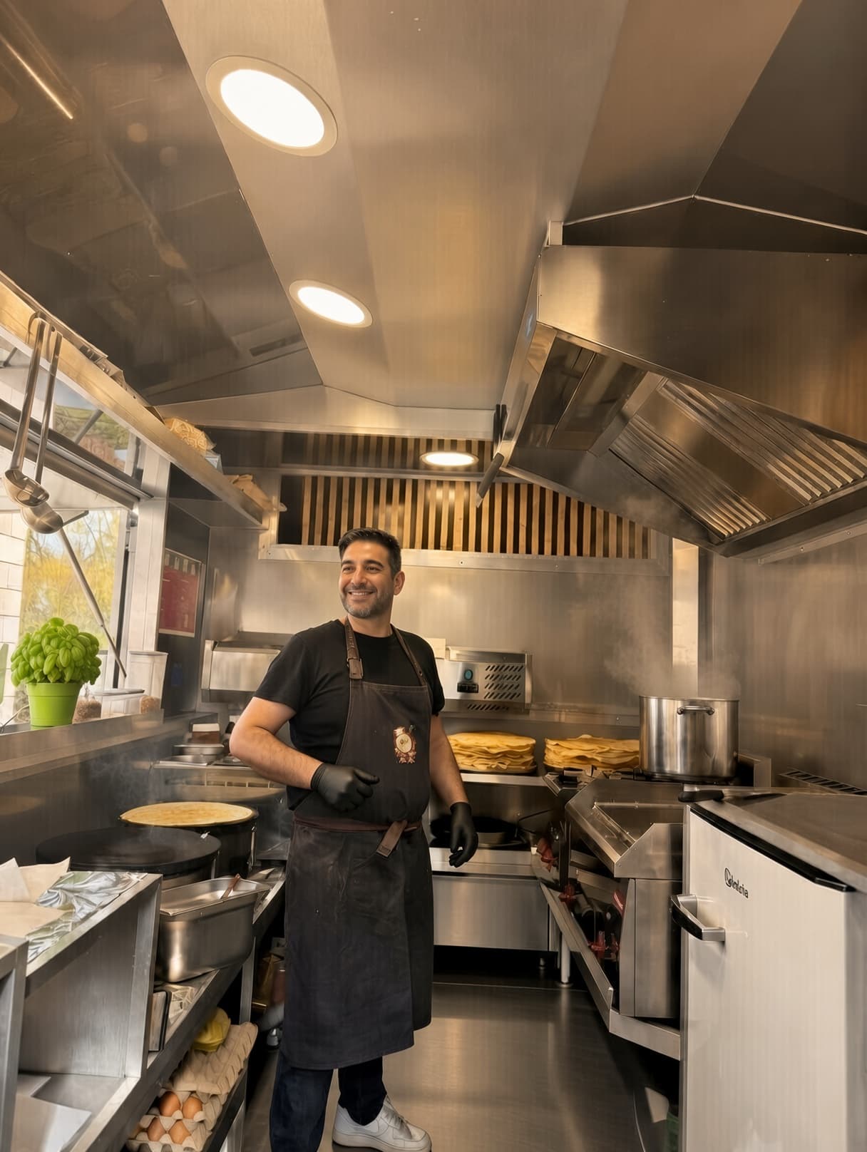 Steve dans le food truck Crêp'Moi